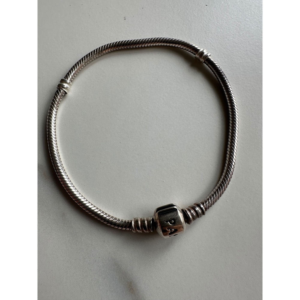 Pandora Moments Snake Chain Bracelet Sterling Silver 925 ALE Barrel Clasp 7.5in